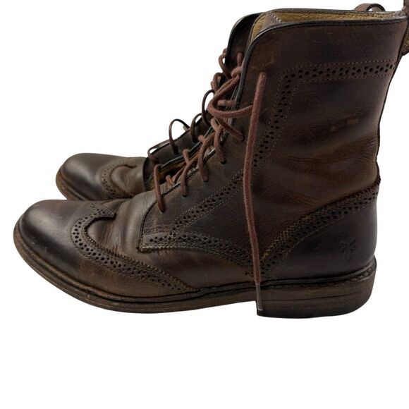 Frye James Lug Wingtip Leather Lace up Boots Men 8.5B Brown Ankle 76001 main image 9